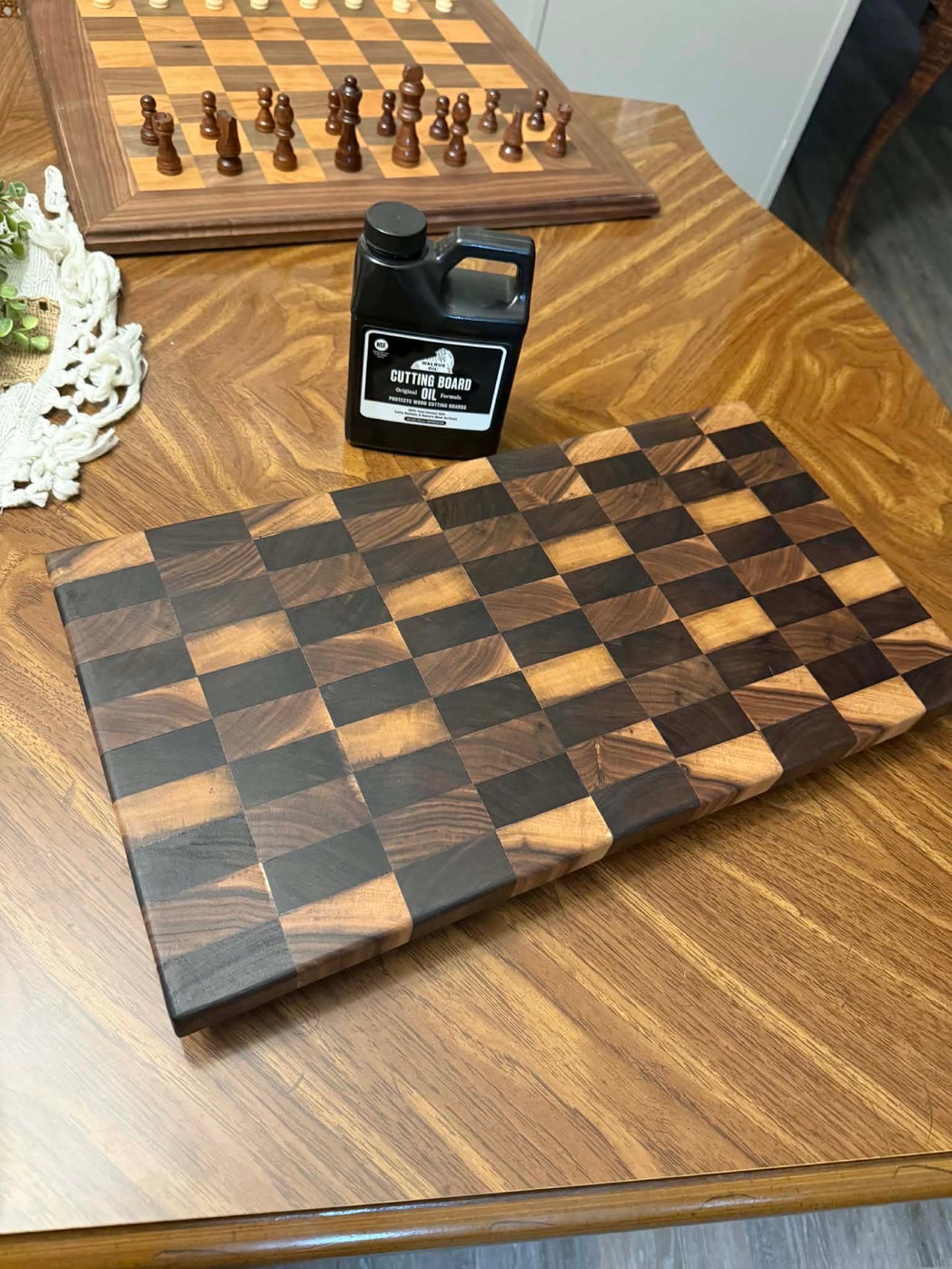 Black walnut end-grain cutting board by Will P.